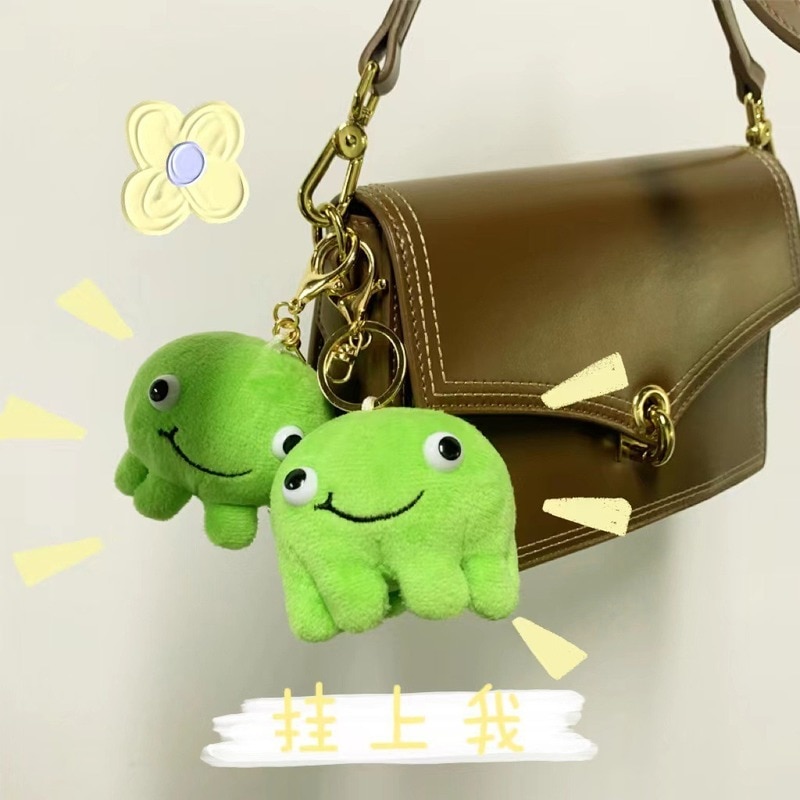 1pcs Plush Octopus Toy Keychain Cute Big Eyes Green Doll Schoolbag Car Ladies Backpack Creative Soft 3