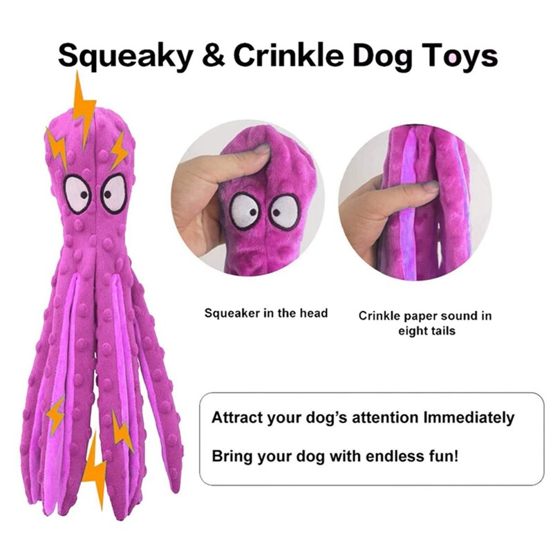 8 Legs Octopus Soft Stuffed Plush Dog Toys Outdoor Play Interactive Squeaky Dogs Toy Sounder Sounding 1