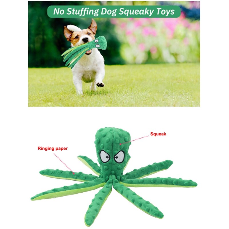 8 Legs Octopus Soft Stuffed Plush Dog Toys Outdoor Play Interactive Squeaky Dogs Toy Sounder Sounding 2