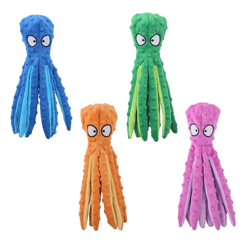 8 Legs Octopus Soft Stuffed Plush Dog Toys Outdoor Play Interactive Squeaky Dogs Toy Sounder Sounding