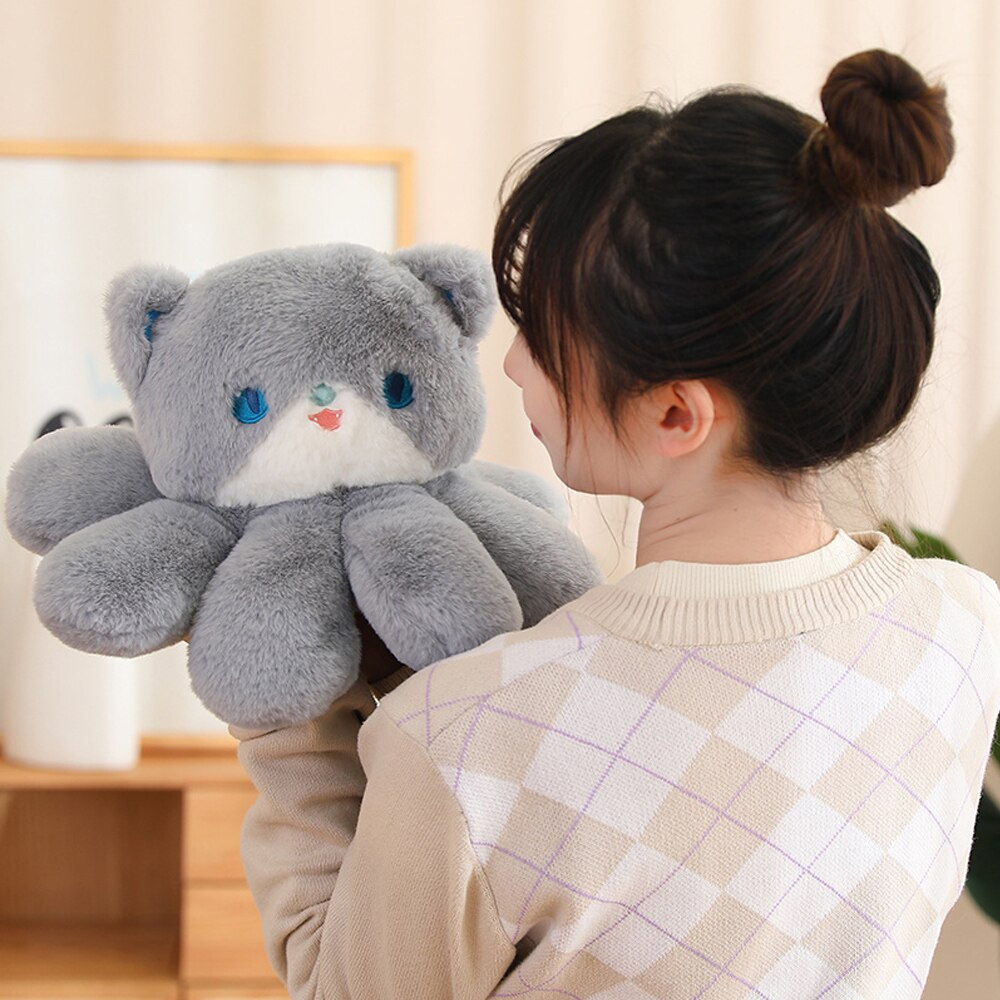 Creative Cat Shaped Jellyfish Plush Toy Stuffed Soft Kitty Doll Kawaii Octopus Lovely Room Decorations Exquisite 4