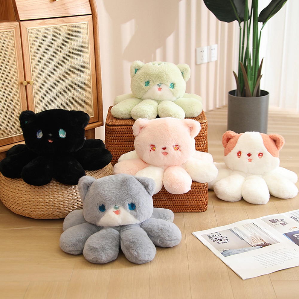 Creative Cat Shaped Jellyfish Plush Toy Stuffed Soft Kitty Doll Kawaii Octopus Lovely Room Decorations