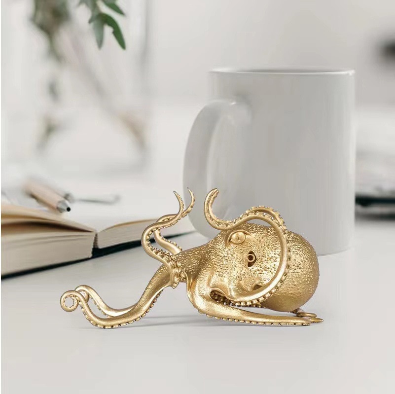 Creative Octopus Mobile Phone Stand Gold Octopus Decorative Ornament Pen Holder 2