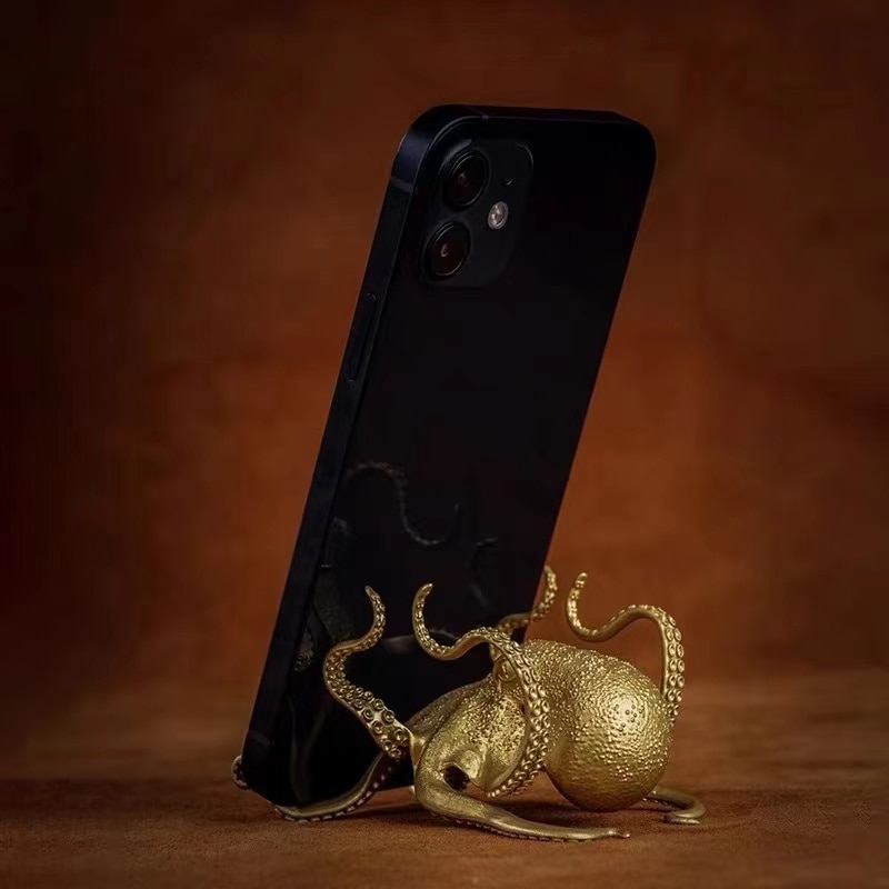 Creative Octopus Mobile Phone Stand Gold Octopus Decorative Ornament Pen Holder 4