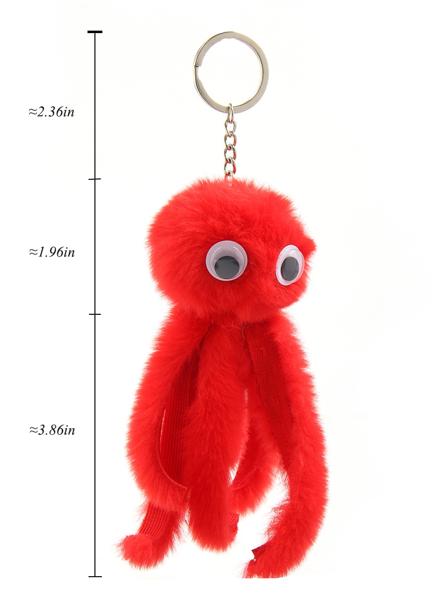 Cute Girls Plush Fur Pompom Octopus Keychain Fluffy Pom Pom Fur Ball Key Chain Women Car 2