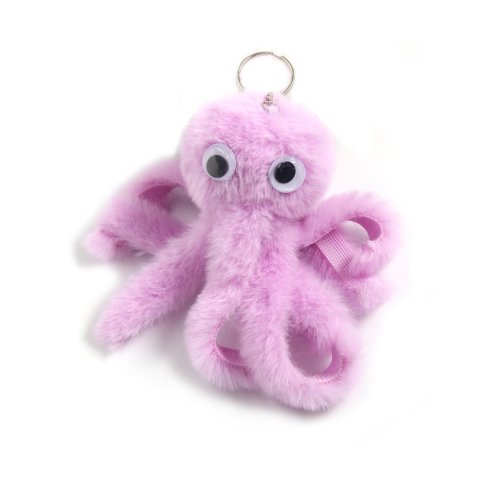 Cute Girls Plush Fur Pompom Octopus Keychain Fluffy Pom Pom Fur Ball Key Chain Women Car 4