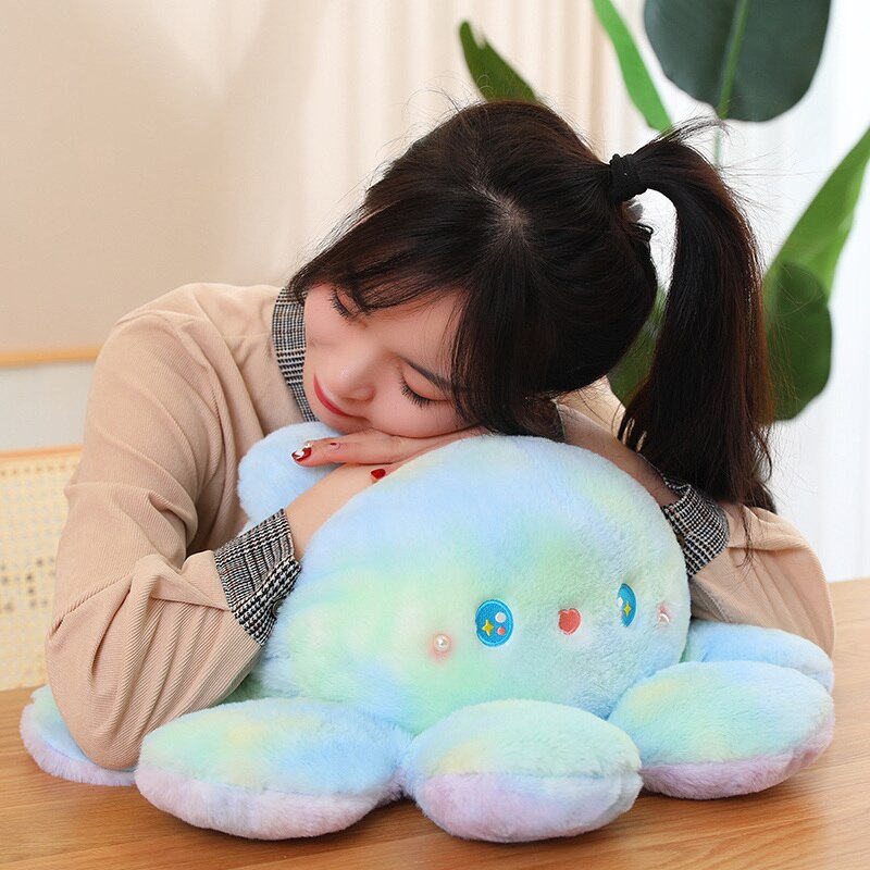 Kawaii Mini Double faced Cute Flipped Octopus Rabbit Doll Gradient Bunny Plush Children Soothe Sleeping Birthday 4