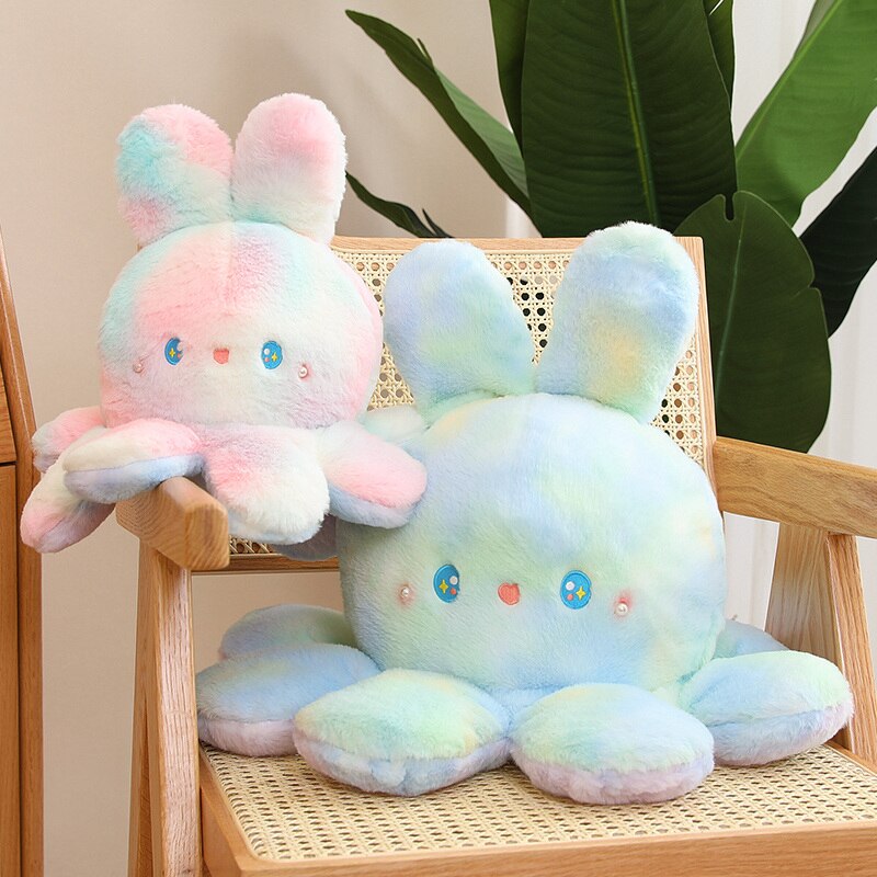 Kawaii Mini Double faced Cute Flipped Octopus Rabbit Doll Gradient Bunny Plush Children Soothe Sleeping Birthday 5